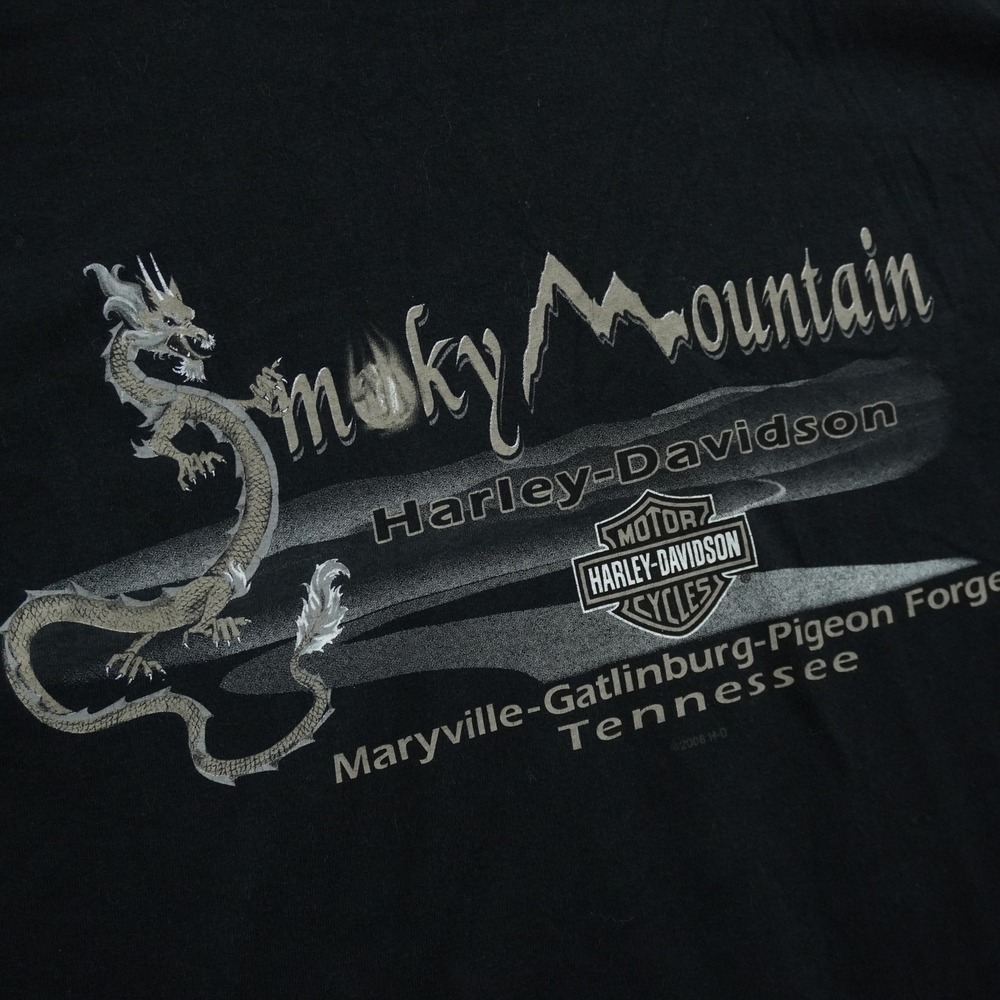 Harley-Davidson Graphic T-Shirt Mens XL Black Smoky Mountain Tennessee Dragon - Picture 4 of 10